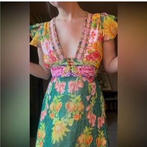 Dalia MacPhee Vibrant Floral Maxi Dress